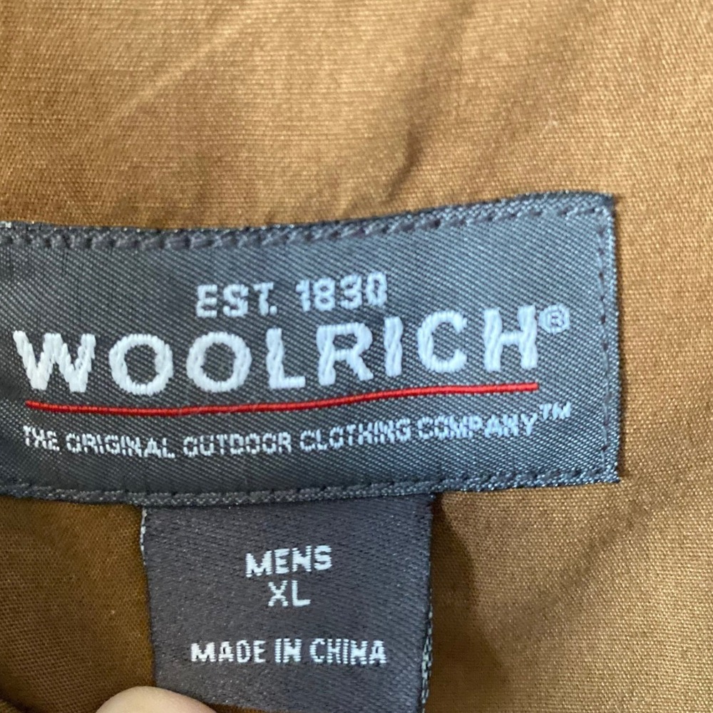 Woolrich Mens XL Rugged Nutmeg Brown Cotton Elbow Patch Utility Shirt Outdoor - Picture 3 of 6